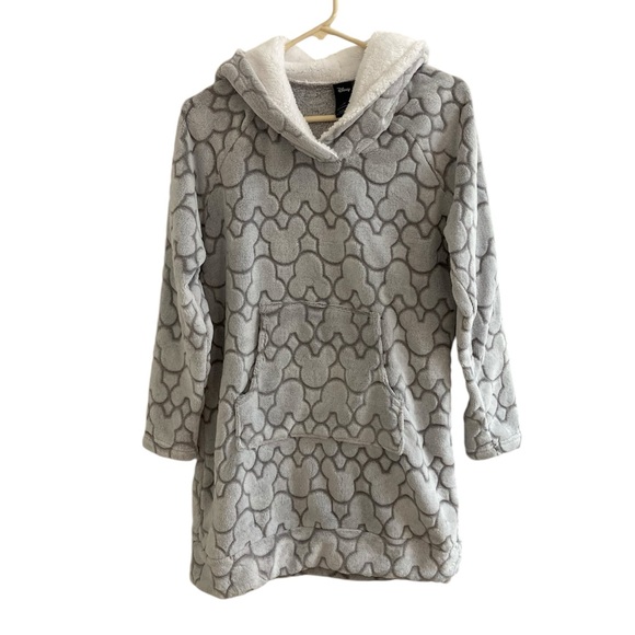 Disney Mickey Mouse Sleepwear Onepiece Gray Women’s Medium Plush Hooded Robe NWT - Picture 1 of 5